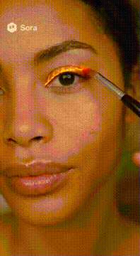 AI generated video: Cinematic close-up of a woman’s face with no makeup, natural skin texture…