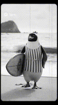 AI generated video: What if the movie surfs up was shot in the 1920s