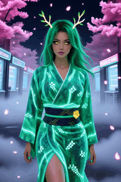 Видео, сгенерированное нейросетью: woman ceres_fauna, hololive, 1girl, green_hair, yellow_eyes, Dreamy…