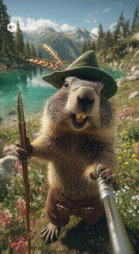 AI generated video: { "project_title": "Alpine Vlogger", "theme": ["humor", "nature", "wanderlust"…