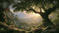 AI generated video: absolutely no camera motion, slight breeze, distant waterfall motion, ((no…