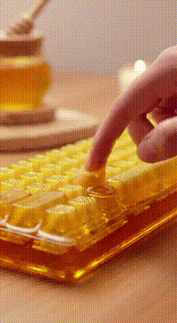 AI generated video: Make Honey gaming keyboard ASMR and make it squishy