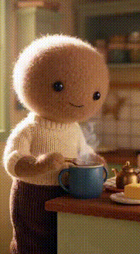 AI generated video: Have a daily dustmoppet wearing normal clothes with the same kind of face as…
