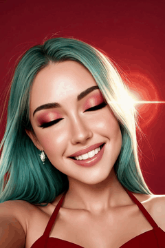 AI generated video: closeup photorealistic, ultra realistic, glowing cyan hair, closed eyes…