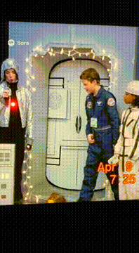 AI generated video: Now the play is the scene in arguing about a door in Space Odyssey in full prose