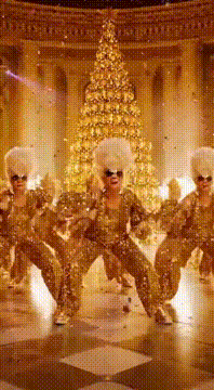 AI generated video: 15 miniature-sized, extremely funky grandmothers — blonde hair in bold updos…