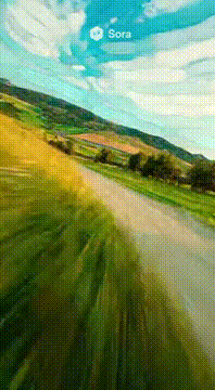 AI generated video: A high speed first person view flying through a painted green landscape. High…