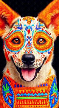 AI generated video: perro de los muertos