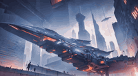AI generated video: A gigantic spaceship. A massive futuristic city. LED lights are glittering…