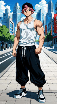 AI generated video: Anime, 1male, solo male focus, tall body, tall height, tall male character, 18…