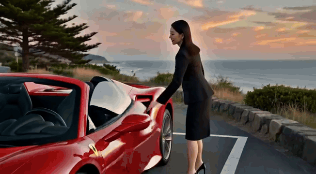 AI generated video: drive a Ferrari F8