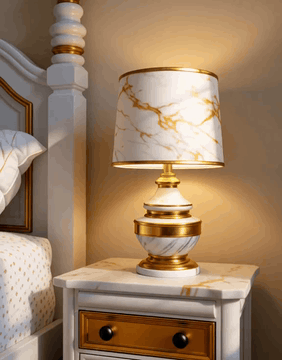 AI generated video: MarbleGoldWorld lamp in a child's bedroom