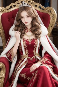 AI generated video: The queen seated on the throne gently changed her position, Her long hair…