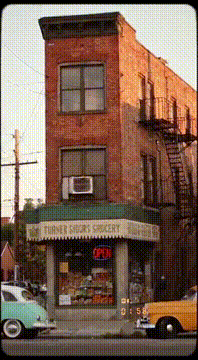 AI generated video: Small loft apartment above a grocery store in 1950’s California.