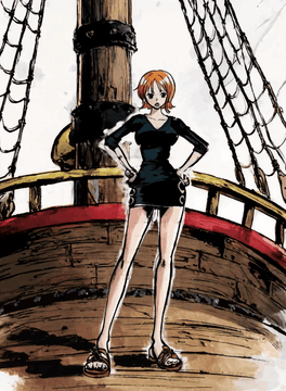 Видео, сгенерированное нейросетью: A sumiink painting style animation of Nami <Picture 1> standing on a wooden…