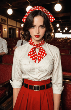 AI generated video: Capture a vintage-style video of a woman in a classic, nostalgic setting. The…