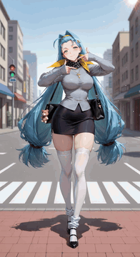 AI generated video: <lora:patty_ilxl_v1.0_ex:1> p_p,antenna hair,ahoge,blue hair,green eyes,hair…