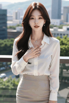 AI generated video: A woman stands on the balcony and breathes lightly, her heart rises and falls…