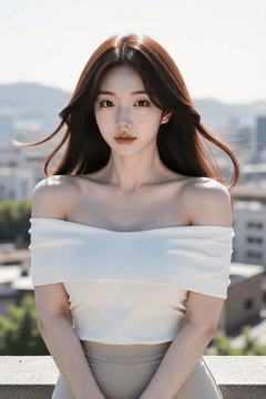 AI generated video: A young woman is standing on the roof and the cityscape in the background, Her…