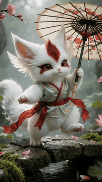 AI generated video: Photorealistic high-fantasy oriental art macro photo. Dynamic low-angle…