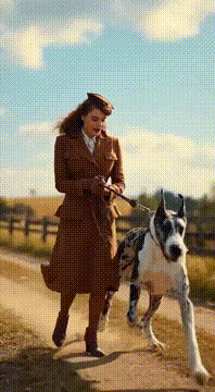 AI generated video: Runaway Great Dane – 1940s