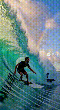 AI generated video: Ultra-realistic short video of @finessedabestsurfing a massive wave with…
