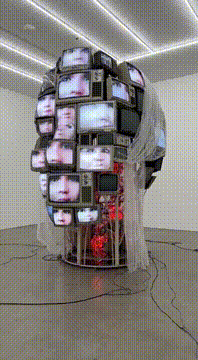 AI generated video: A hyper-realistic photograph of a classic white cube contemporary art gallery…