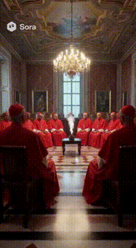 AI generated video: Real world: conclave
