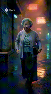 AI generated video: 暴力で成り上がるおばあちゃん