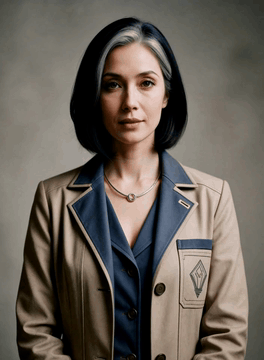 AI generated video: A medium portrait of Lisa_Po, face forward. She wears a beige trench coat with…