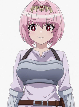 AI generated video: A single continuous take of an anime-style girl with short pink hair and large…