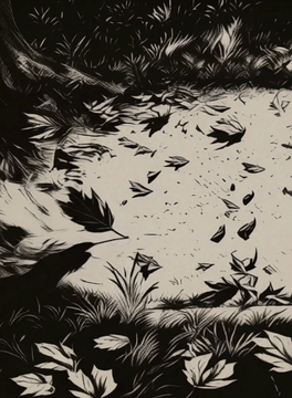Видео, сгенерированное нейросетью: This video is shot in da0klfe, black and white woodcut-style illustration, This…