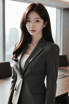 Видео, сгенерированное нейросетью: A woman in a business suit is standing in a conference room and looking at the…