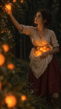 AI generated video: Cinematic medium shot, slow camera push-in. The young woman gently twists and…