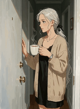 AI generated video: A six-second animated illustration. A thin thread of steam rises from the white…