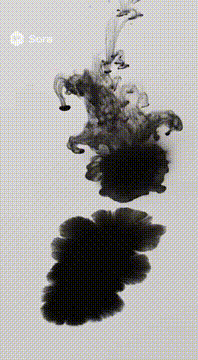 AI generated video: ink blots flowing from one to another