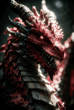 AI generated video: The red dragon hidden structure is exposed in an Anatomy Reveal effect