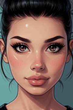 AI generated video: woman face closeup, flattop, natural look, Luxuriously illustrated, Stupendous…