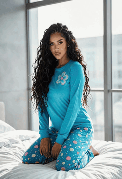 AI generated video: Beautiful woman stands up and begins jumping up and down playfully on her bed…