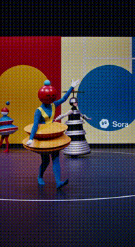 AI generated video: An animation of the Bauhaus ballet then it zooms out and you see @aiartsora as…