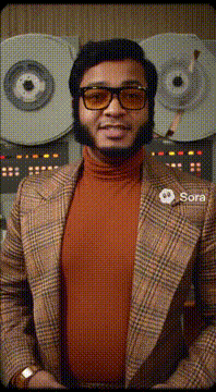 AI generated video: Found film footage circa 1977 @bed with thick sideburns and a turtleneck and a…