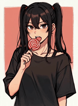 AI generated video: kyhu style image sketch animation, thick lines, a woman with black long hair…