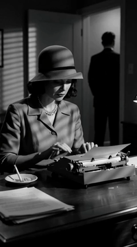 AI generated video: integrated_multimodal_description: [0s-2s] Black-and-white noir: a woman in a…
