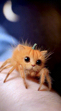 AI generated video: 🕯️ Would you adopt this little Halloween bug-meow? 😻🕷️ He purrs like a kitten…