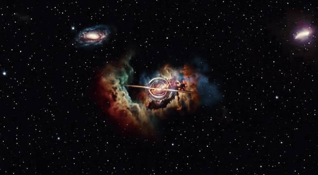 AI generated video: 20-second first-person cinematic journey through the universe, one continuous…