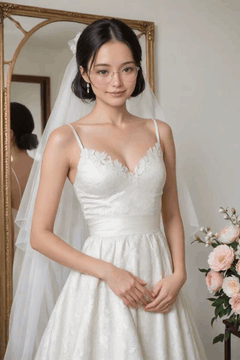 AI generated video: Begin with a slow, deliberate zoom-in on a beautiful bride, her face framed by…