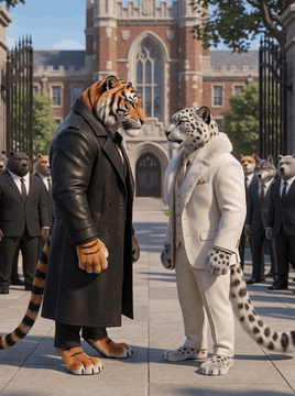 AI generated video: The male anthro on the left yanks the male anthro on the right close to his…