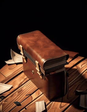 AI generated video: BooksWorld, a classic rotary telephone of dusty-blue buckram bindings, coiled…