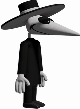 AI generated video: The Plague Doctor wearing all black walks inside a Bowling Alley named H3 LANES…