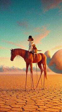 AI generated video: a salvador’s dali inspired video of a dog riding a horse